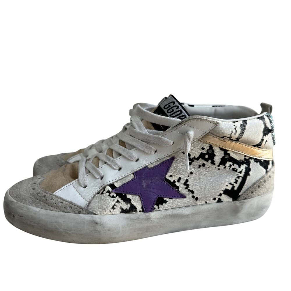 Golden Goose Purple and Gold Sneakers
